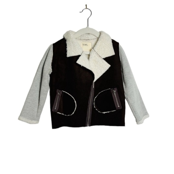 Boy + Girl faux shearling brown cream Jacket UNISEX - Picture 1 of 7